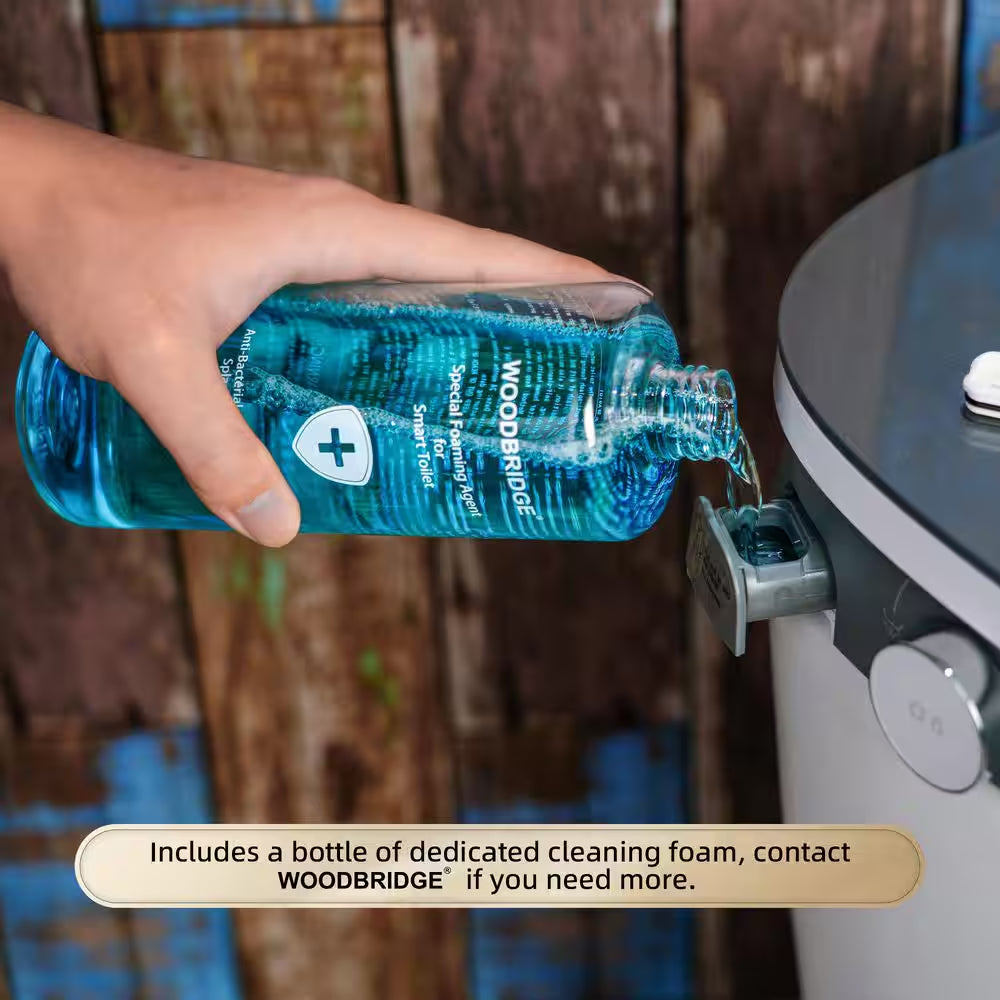 Elongated ADA Smart Toilet Bidet 1.28 GPF in Grey with Auto Open and Close, Clean Foam Dispenser and Map Flushing 1000G