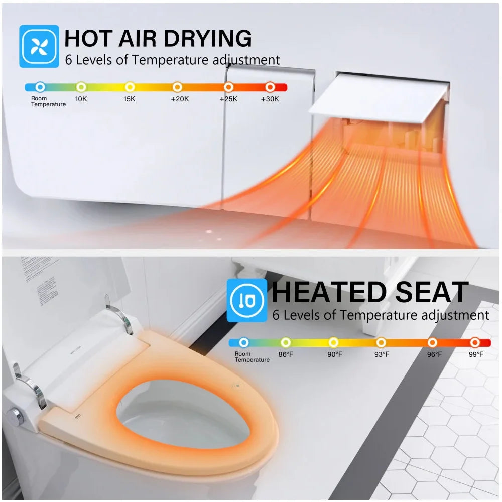 Smart Bidet Toilet Built in Tank,Comfortable Seat Height, Dual-Flush Elongated Toilet Bidet, Foot Sensor Flush/Open Seat Toilet U8Pro