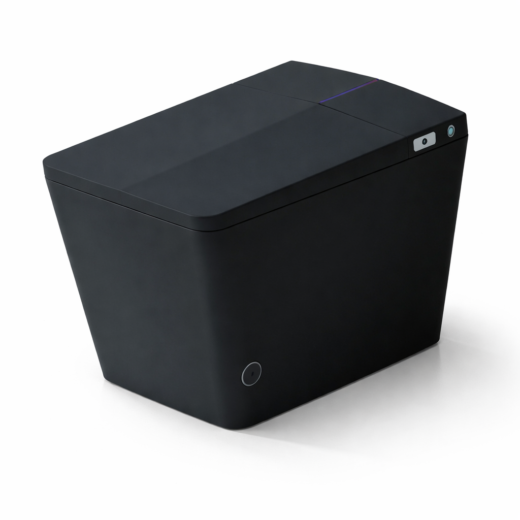 Black Square Smart Tankless Bidet Toilet with Remote & Foot Sensor