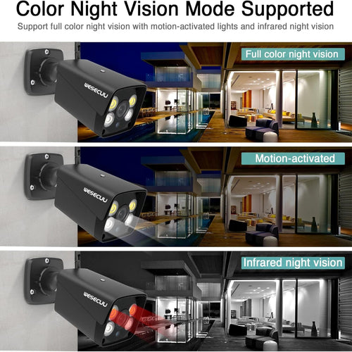 3MP Wireless Security Camera System, 4 Wireless Camera, 8CH 5MP NVR,  Home Security Camera System with No Hard Drive, AI Human Detection, Floodlight, Color Night Vision, Audio, Outdoor, Indoor