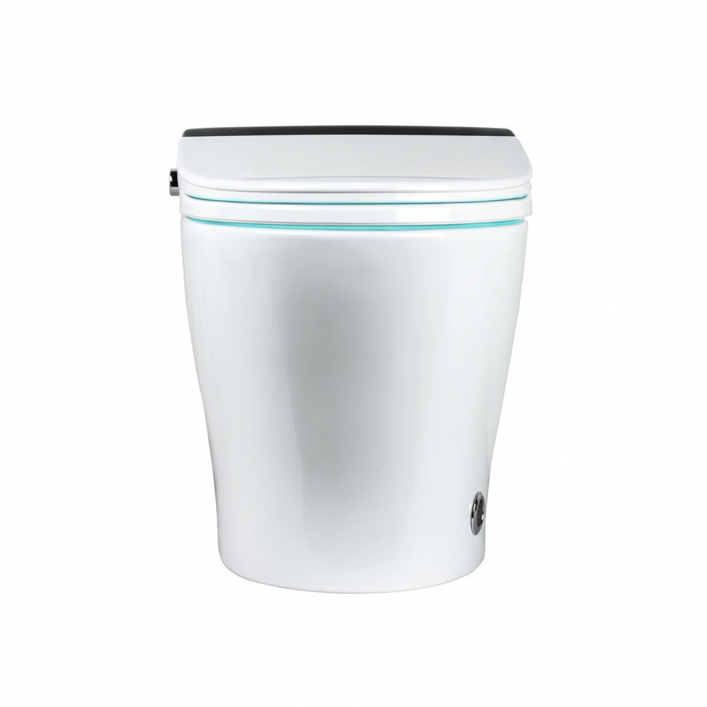 Luxury Dual Flush Smart Toilet Bidet - Auto Open/Close Lid, Instant Heated Seat and Warm Water, Adjustable Water Pressure and Foot-Kick Sensor with 3-User Memory Setting