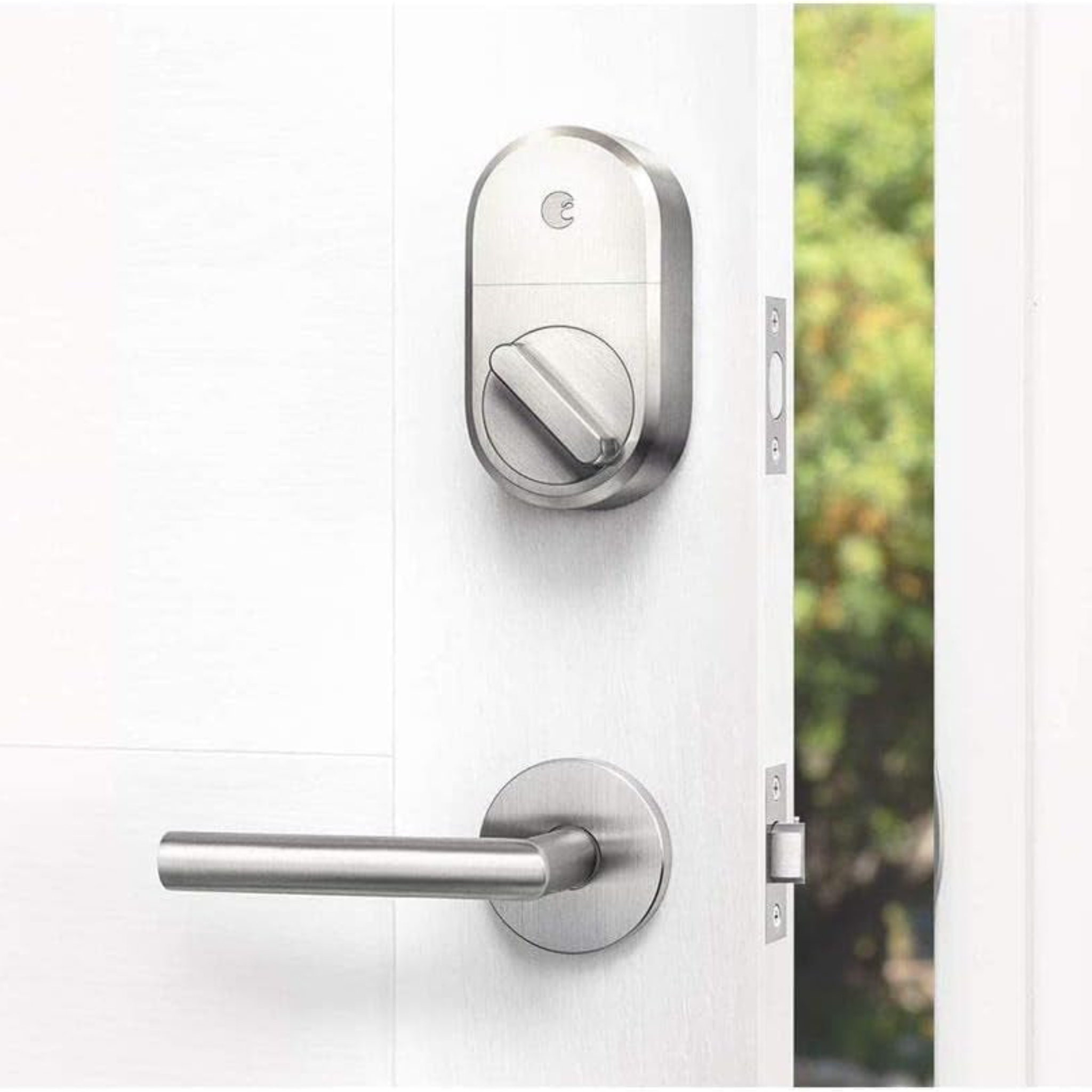 Smart Lock with Wi-Fi Bridge – Keyless Entry, Alexa Compatible, Satin Nickel
