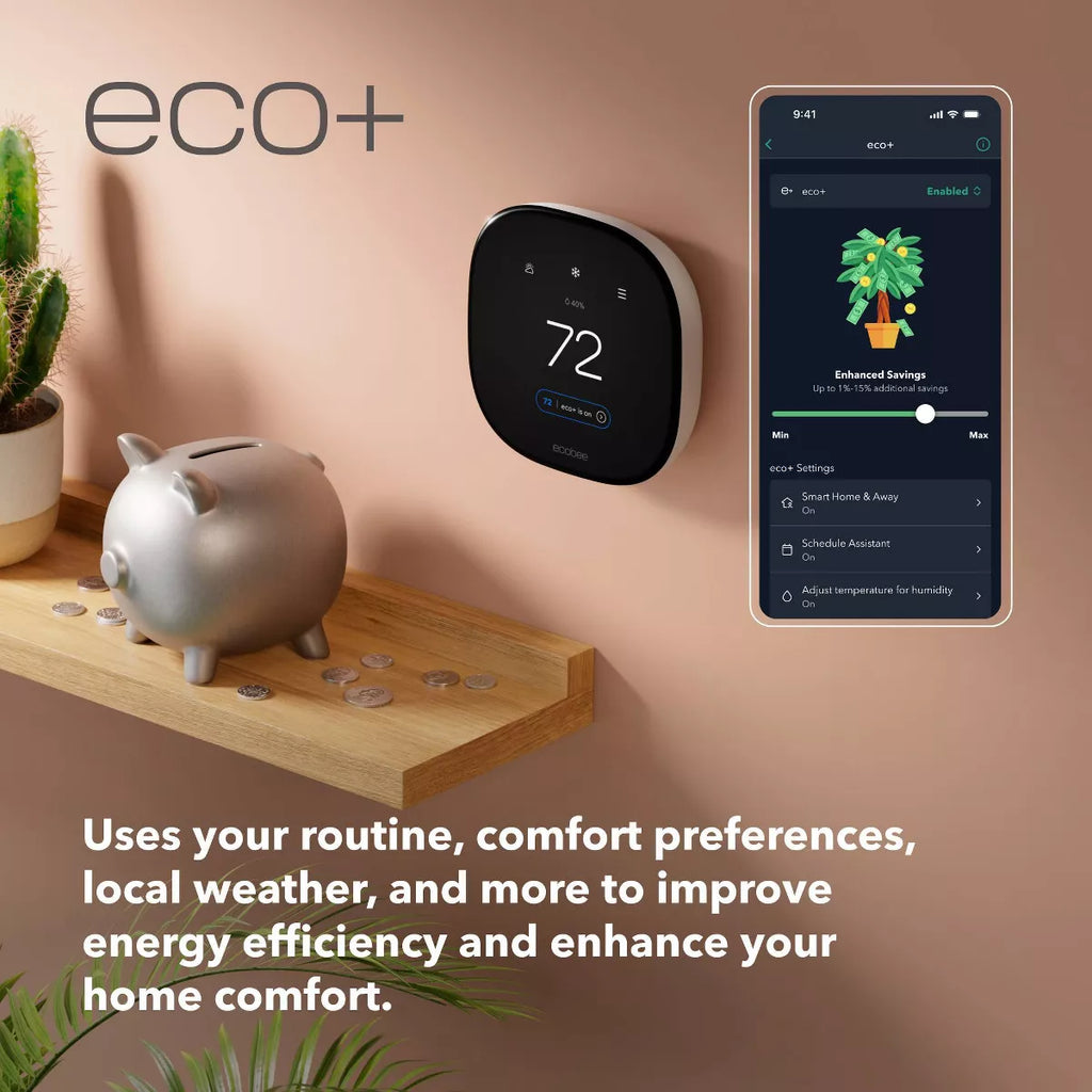 Ecobee Smart Thermostat Enhanced: Energy Star Certified, Compatible with Alexa & Google Assistant, 3-Year Warranty