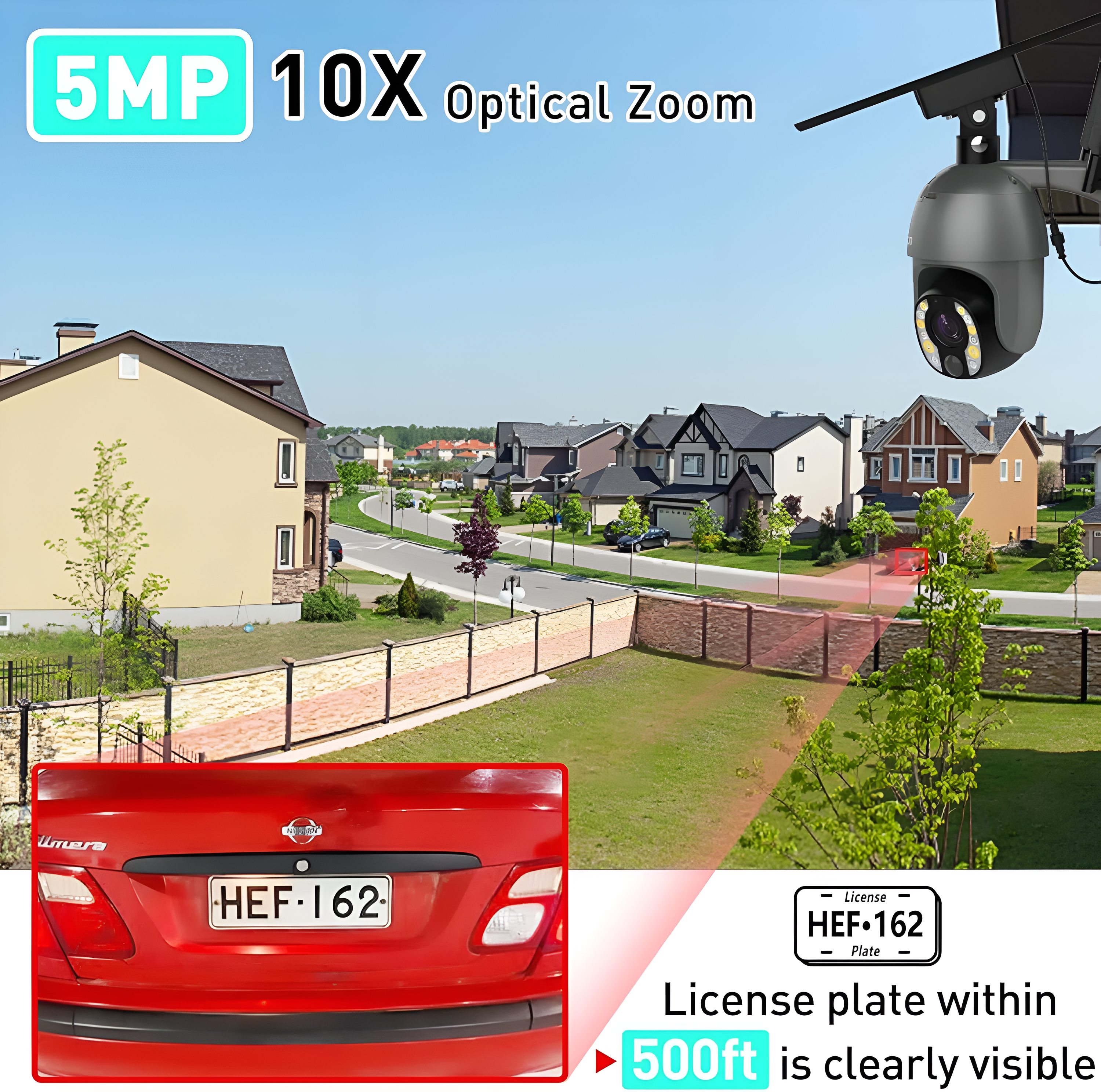 5MP Outdoor 4G LTE Cellular Security Camera – 10x Optical Zoom, Solar Powered