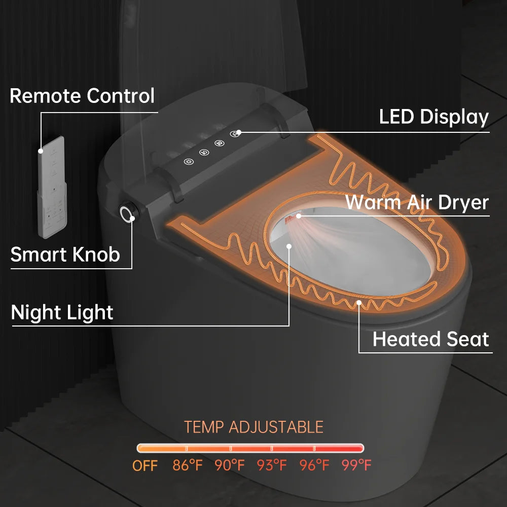 Smart Bidet Toilet Built in Tank,Comfortable Seat Height, Dual-Flush Elongated Toilet Bidet, Foot Sensor Flush/Open Seat Toilet U8Pro