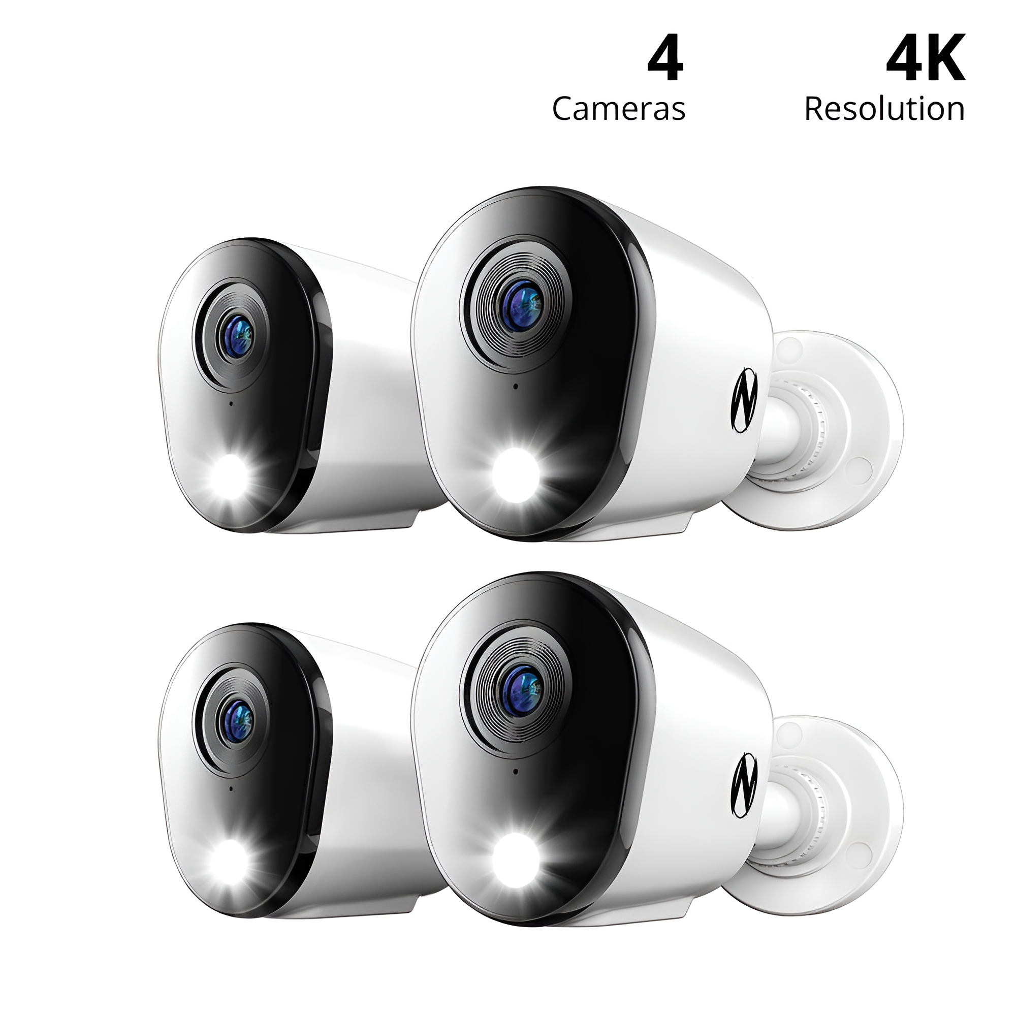 4K Wired Indoor/Outdoor Spotlight Security Cameras with 2-Way Audio (4-Pack)