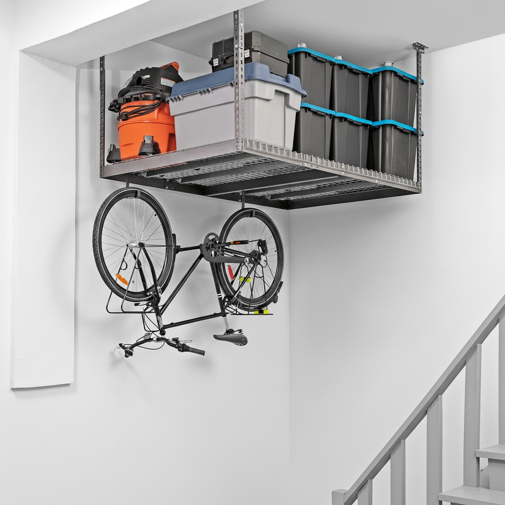 Versarac 4' x 8' Adjustable Overhead Storage Rack – 600 lb Ceiling-Mounted Steel