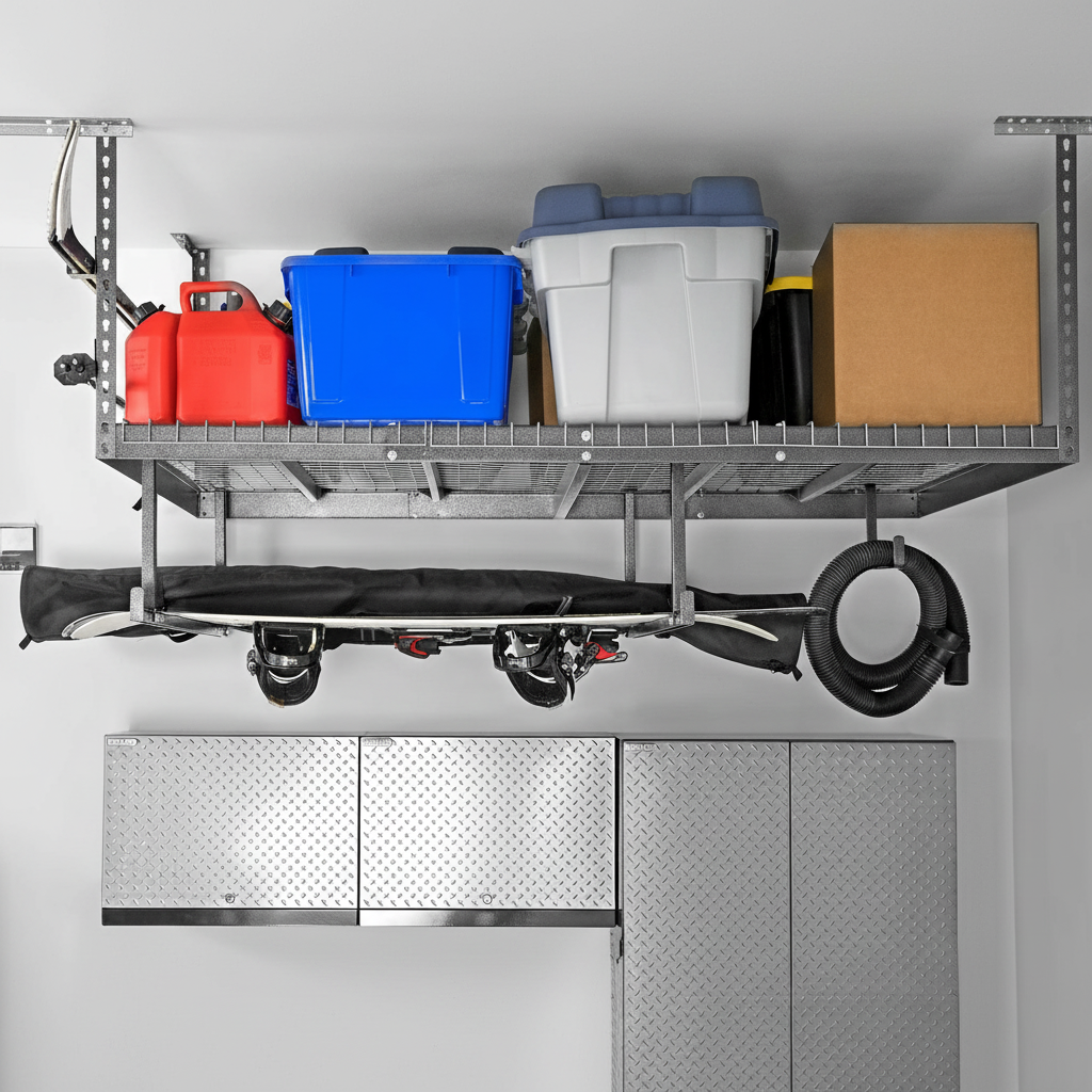 Versarac 4' x 8' Adjustable Overhead Storage Rack – 600 lb Ceiling-Mounted Steel