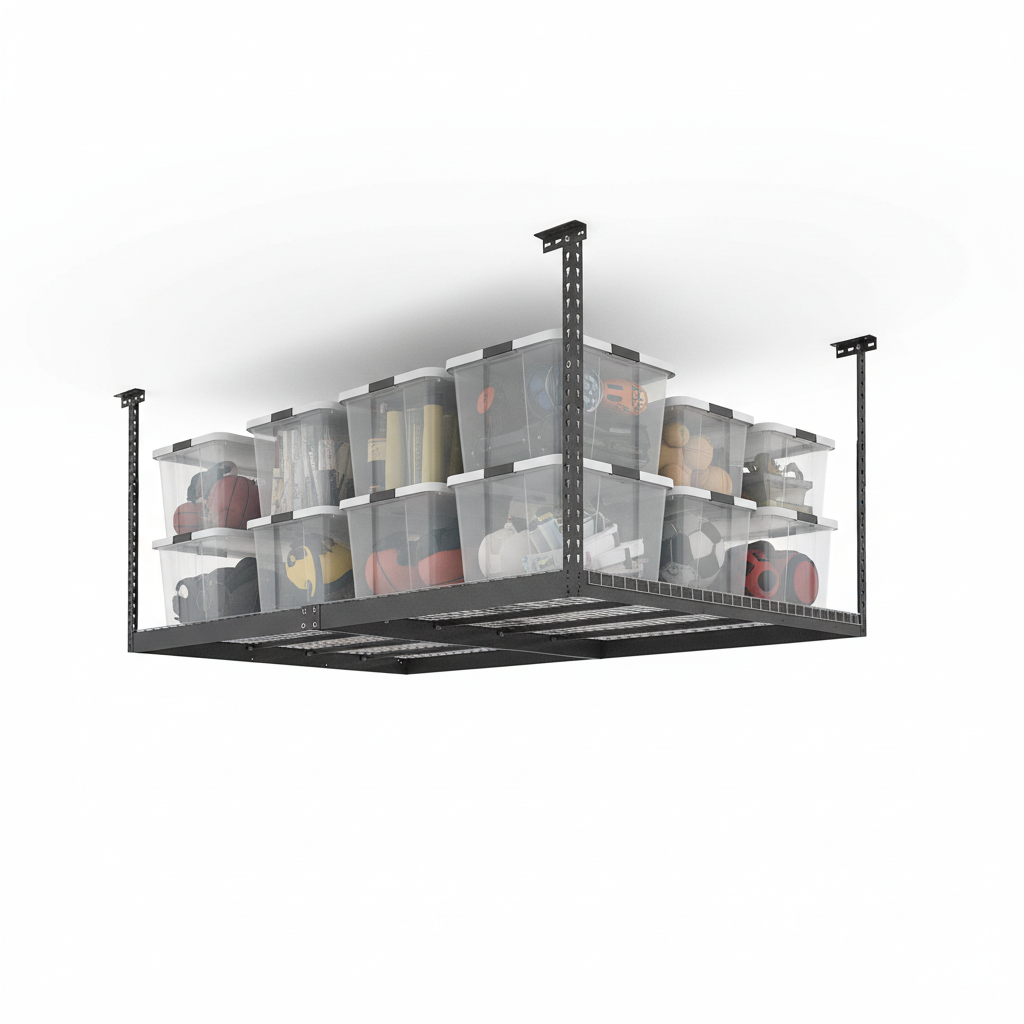 Versarac 4' x 8' Adjustable Overhead Storage Rack – 600 lb Ceiling-Mounted Steel