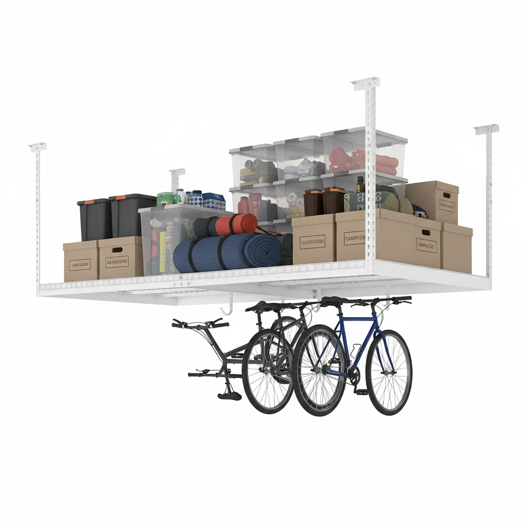 Versarac 4' x 8' Adjustable Overhead Storage Rack – 600 lb Ceiling-Mounted Steel