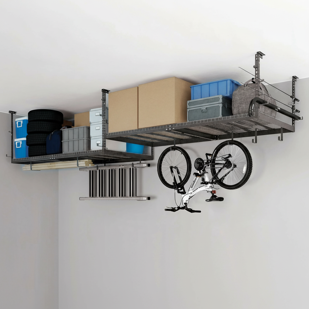 Versarac 4' x 8' Adjustable Overhead Storage Rack – 600 lb Ceiling-Mounted Steel